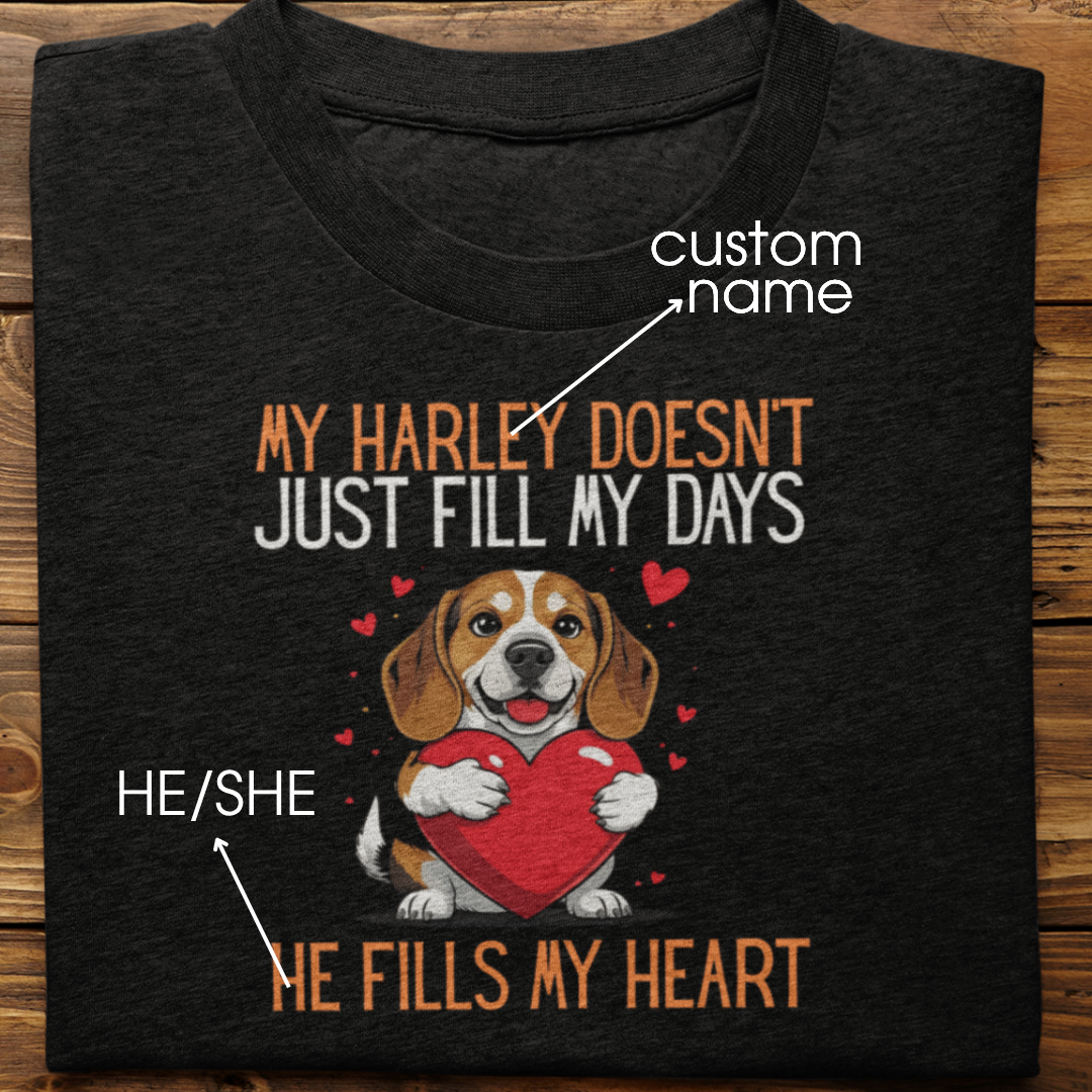 Beagle : He Fills My Heart Tshirt Unisex