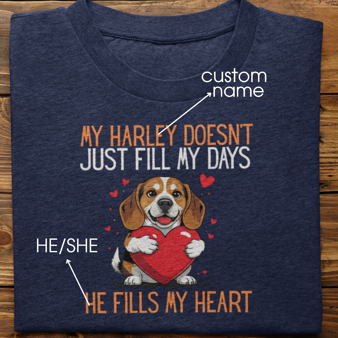 Beagle : He Fills My Heart Tshirt Unisex