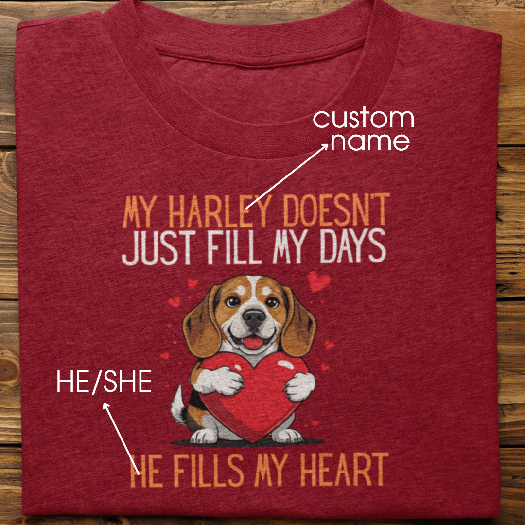 Beagle : He Fills My Heart Tshirt Unisex