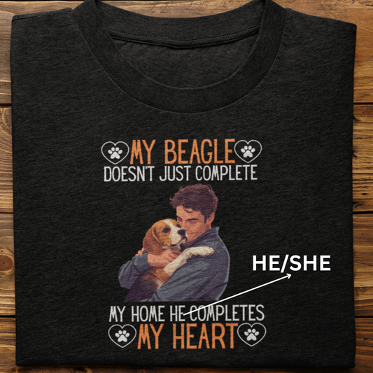 Beagle : My Beagle Completes My Heart Tshirt Unisex(Male)