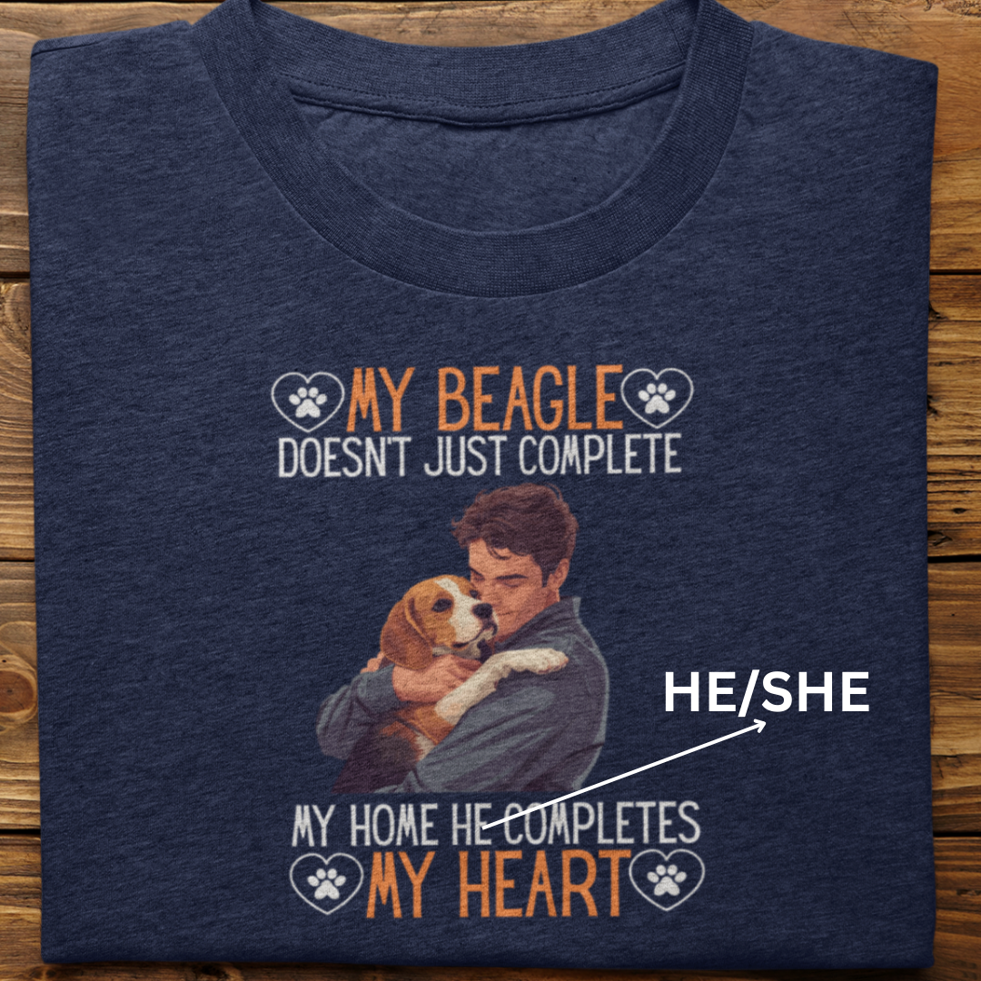 Beagle : My Beagle Completes My Heart Tshirt Unisex(Male)