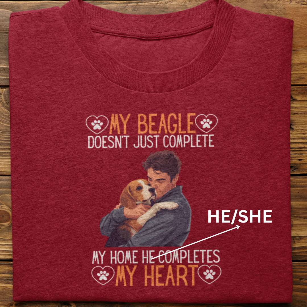 Beagle : My Beagle Completes My Heart Tshirt Unisex(Male)