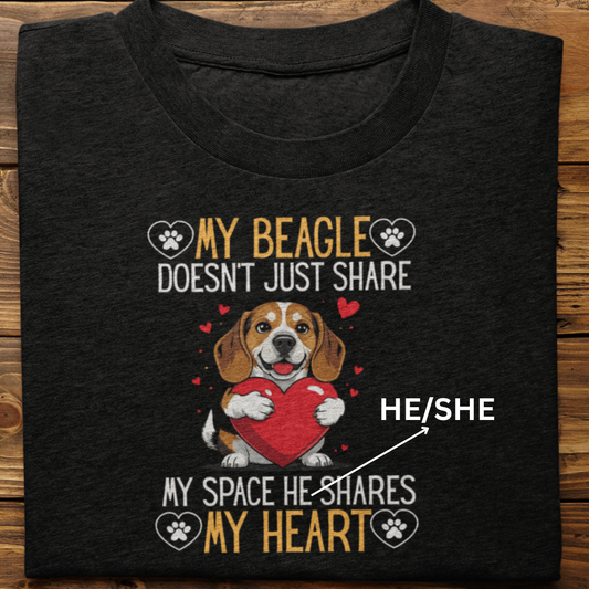 Beagle : Shares My Heart Tshirt Unisex