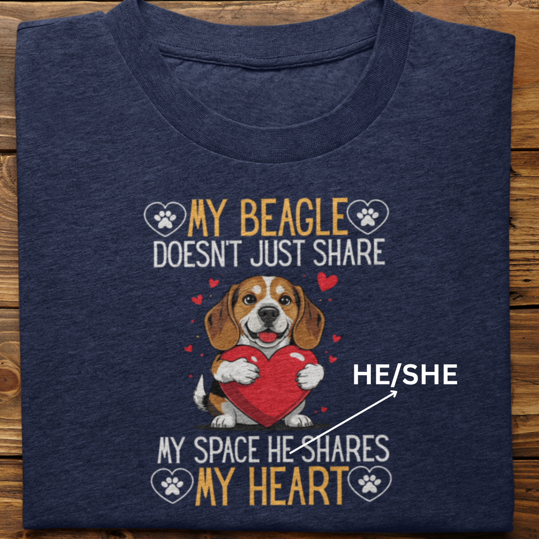 Beagle : Shares My Heart Tshirt Unisex