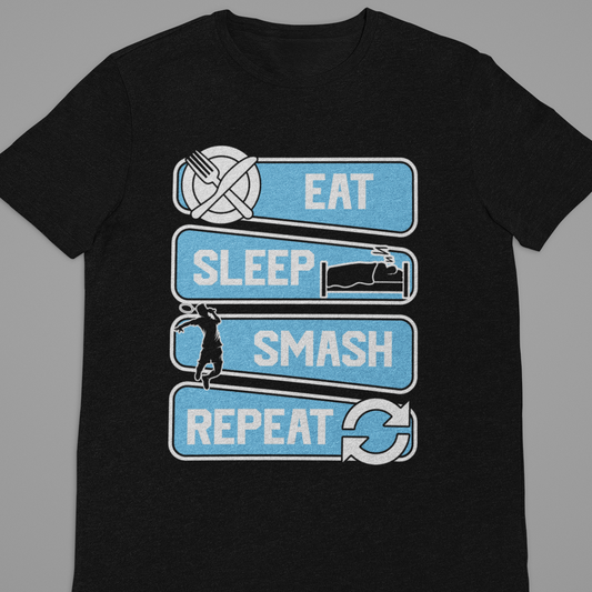 Badminton : Eat Sleep Smash Repeat Black Tshirt