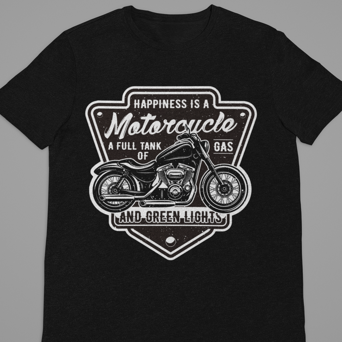 Biker : Happiness Is A Motorcycle Black Tshirt