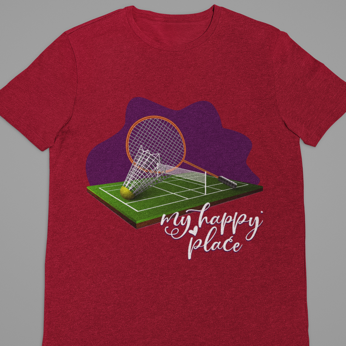 Badminton : My Happy Place Black Tshirt