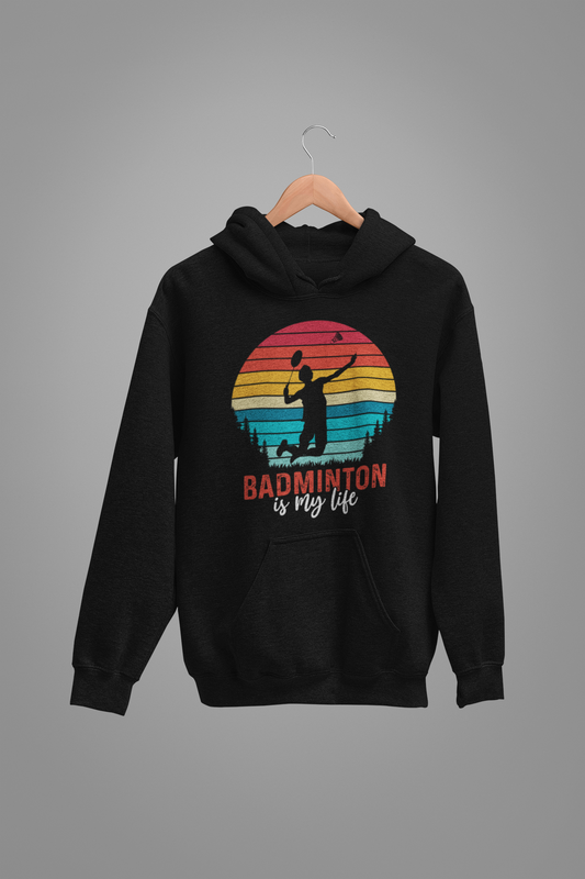 Badminton : Badminton Is My Life Oversized Black Hoodie