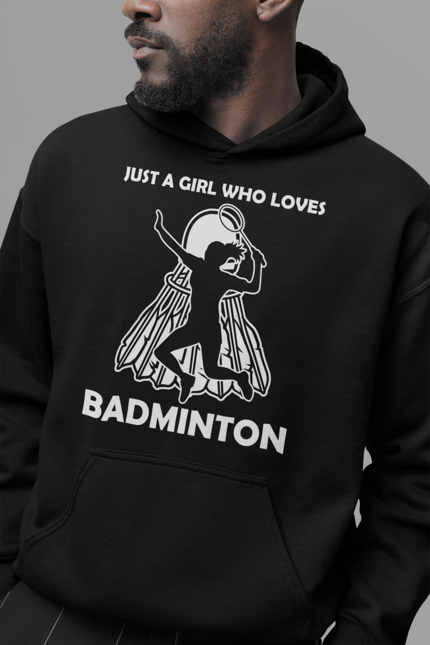 Badminton : Just A Girl Oversized Black Hoodie Unisex