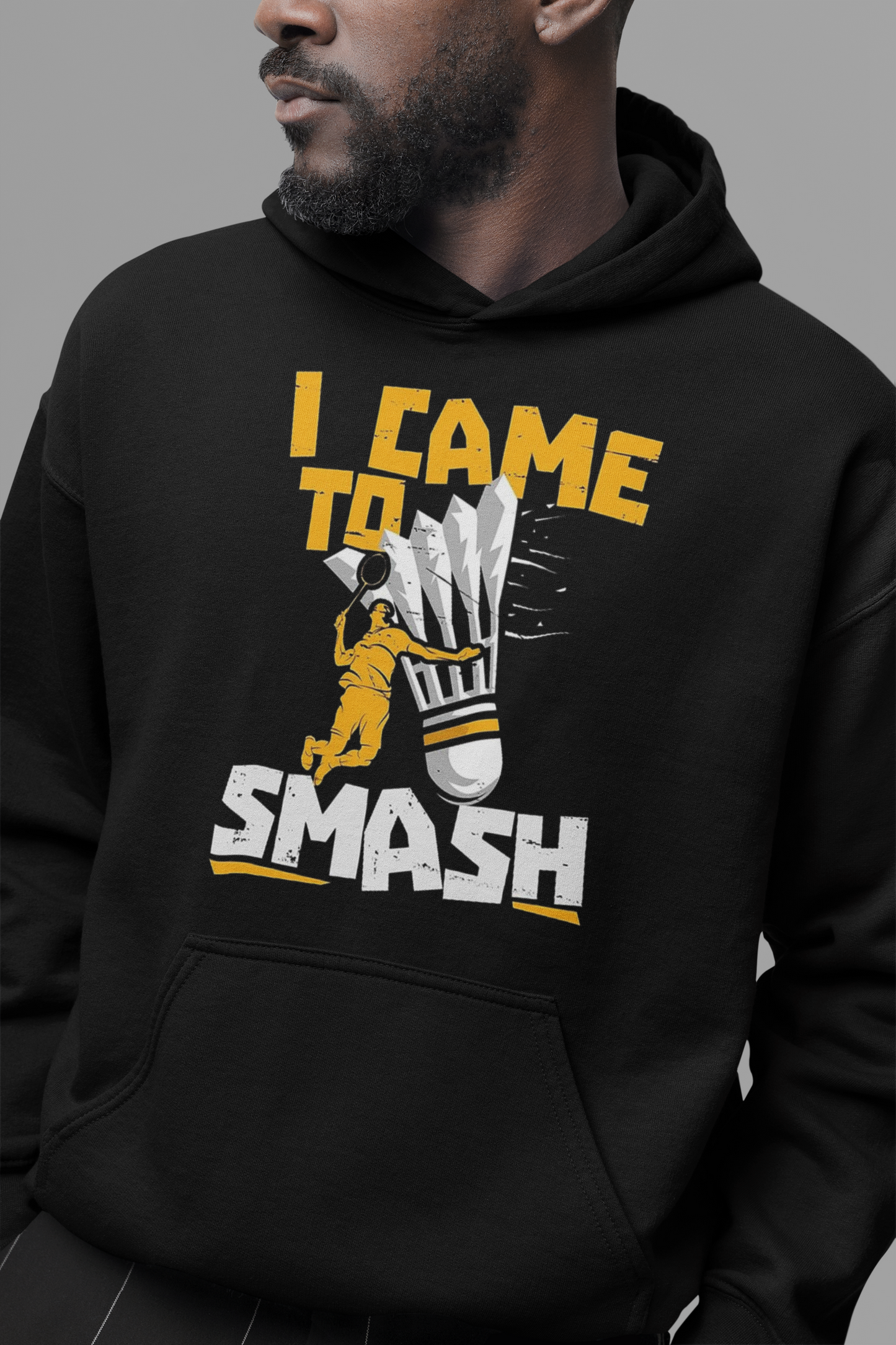 Badminton : I Came To Smash Oversized Black Hoodie