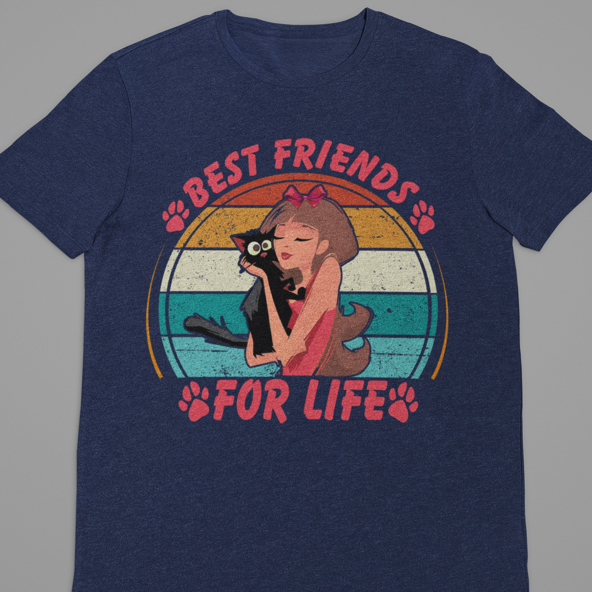 Cat Love : Best Freinds For Life Black Tshirt