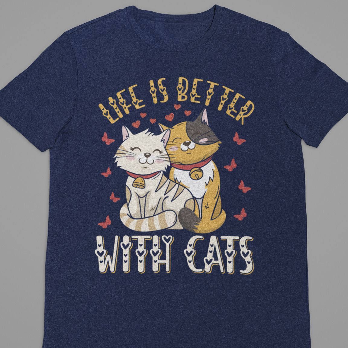 Cat Love : Life Is Better With Cats Black Tshirt