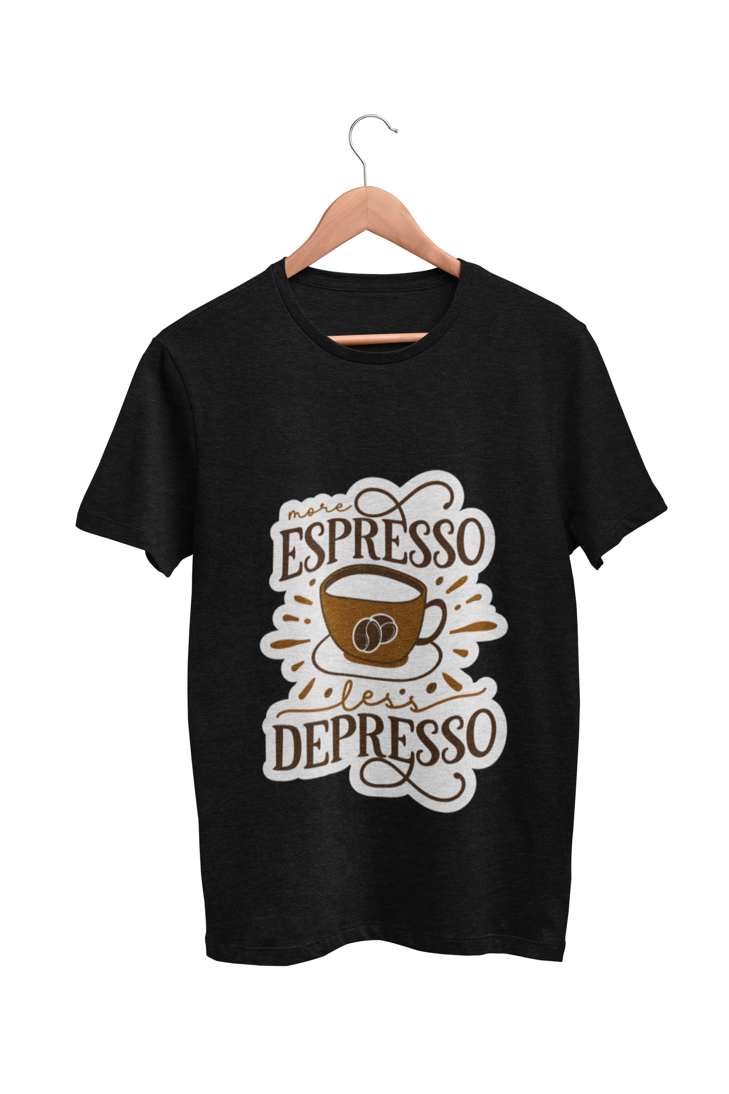 Coffee  : More Expresso Less Depresso Black Tshirt