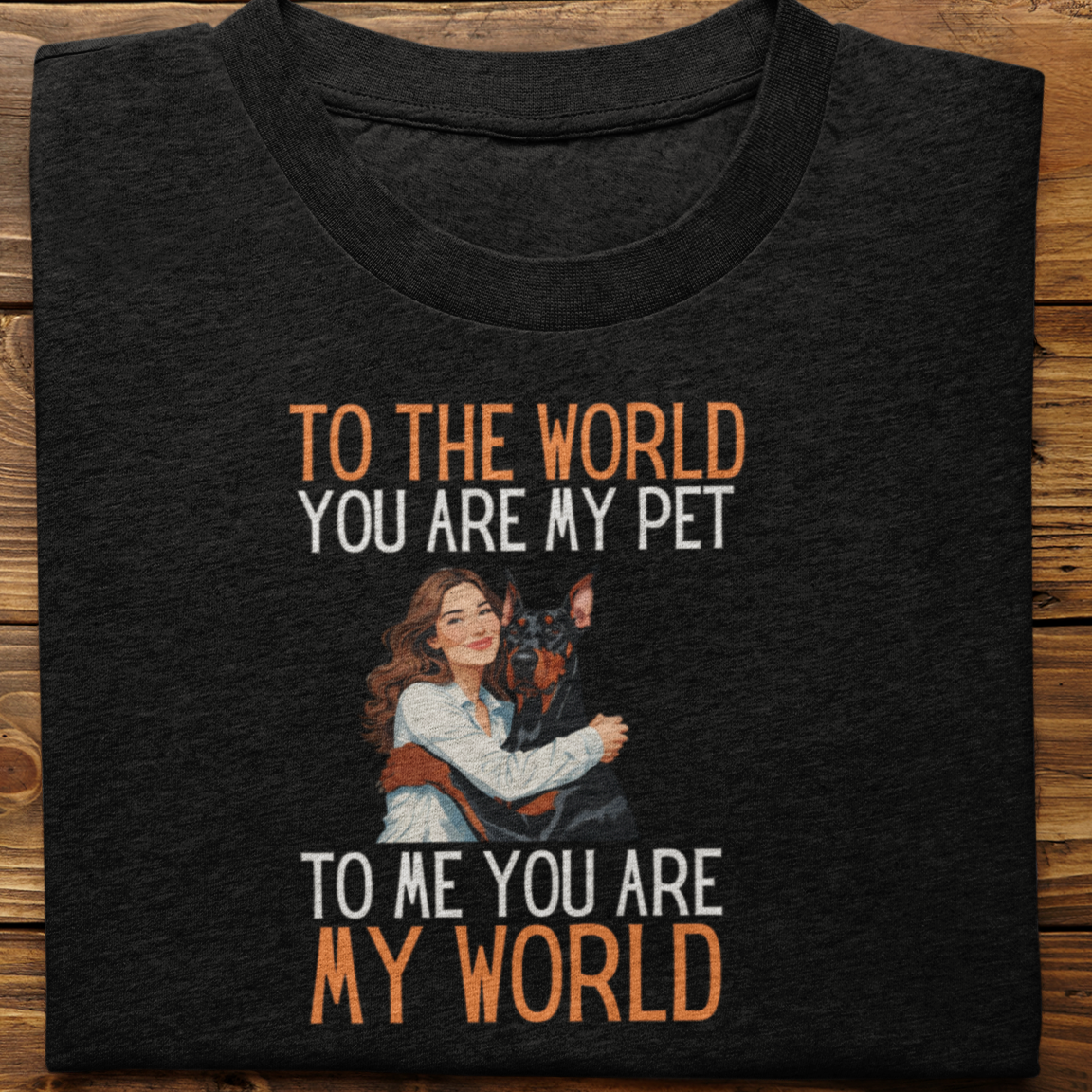 Doberman : To the World Hug Tshirt unisex(Female)