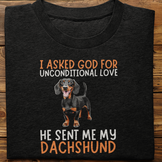 Dachshund : I Asked God For Unconditional Love Tshirt unisex