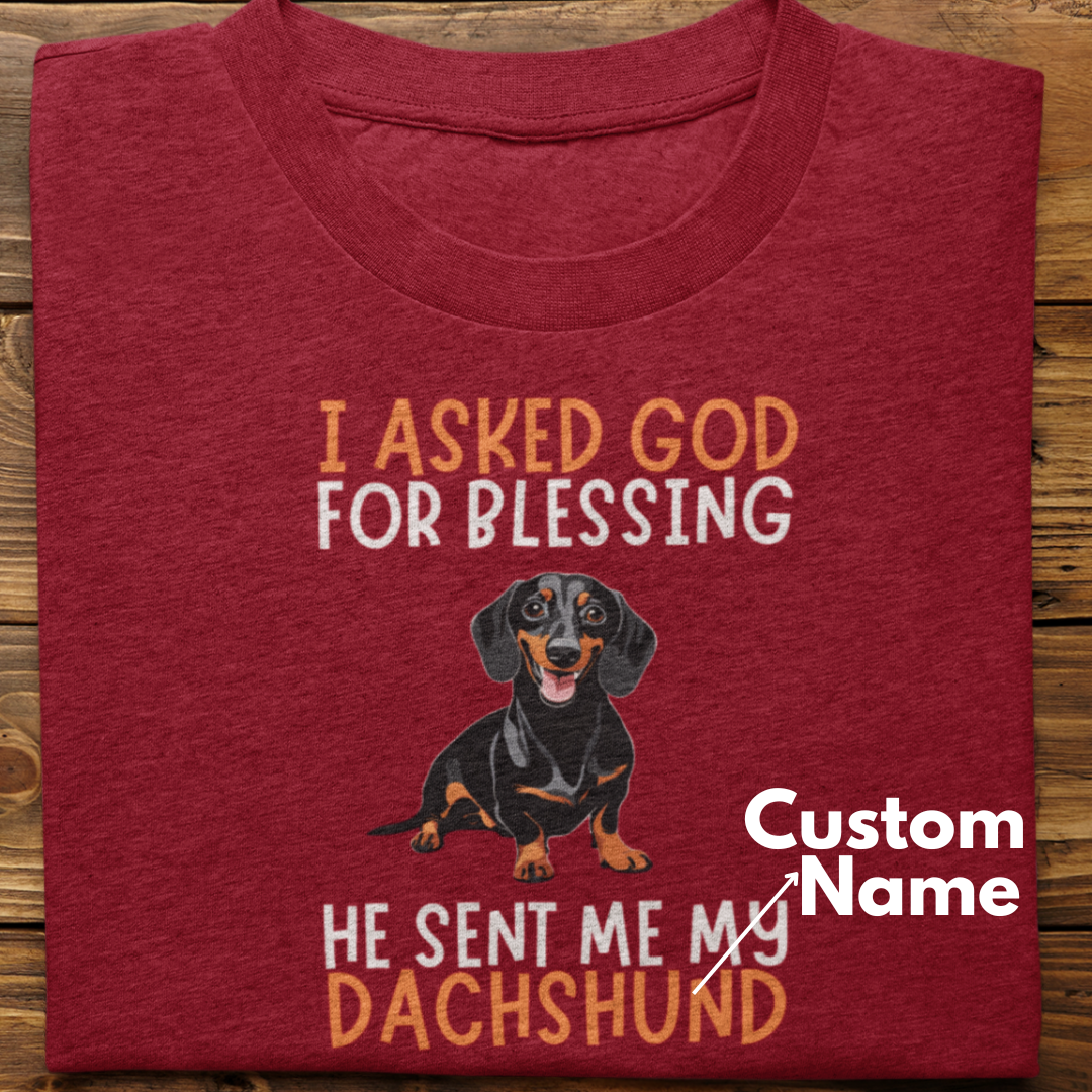 Dachshund :  I Asked God For Blessing Tshirt Unisex (Custom)