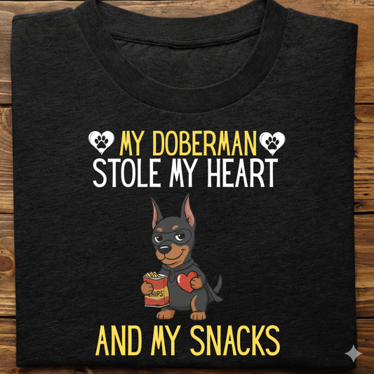Doberman : Stole My Snacks Tshirt Unisex