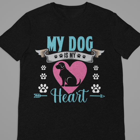 Dog Love : My Dog Is My Heart Black Tshirt