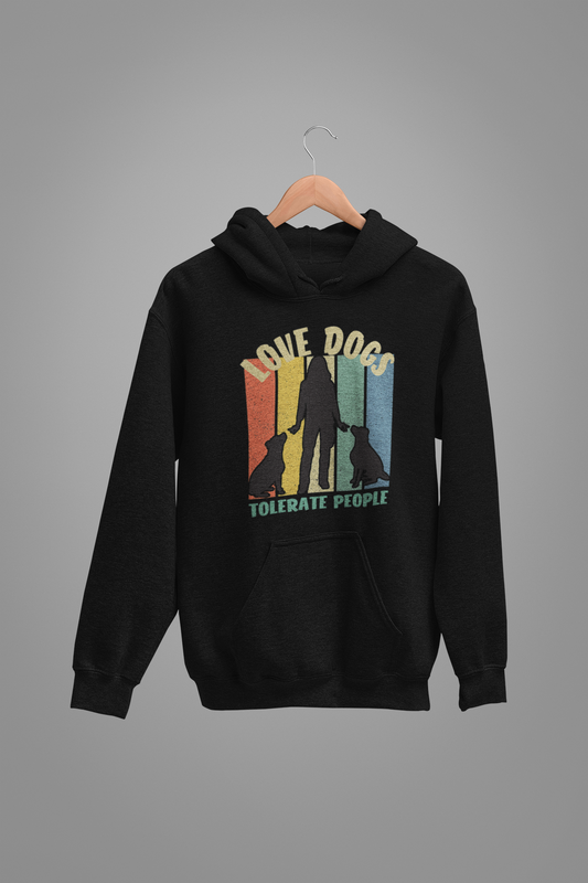 Dog Love : Love Dogs Tolerate People Oversized Black Hoodie Unisex