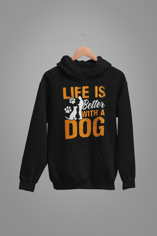 Dog Love : Life Is Better with Dog Oversized Black Hoodie Unisex