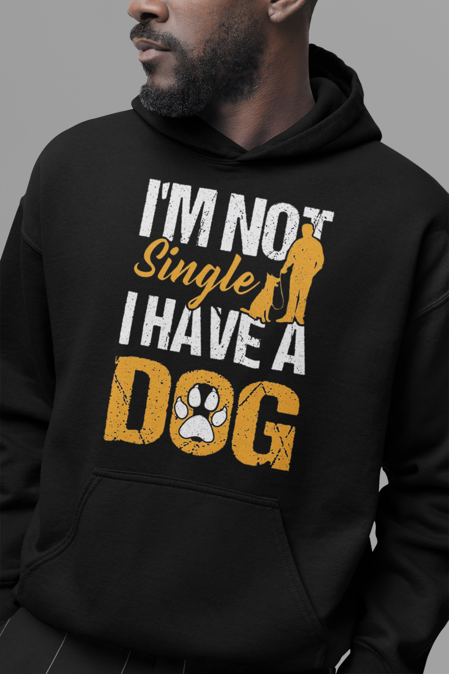 Dog Love : I Am Not Single  Oversized Black Hoodie Unisex