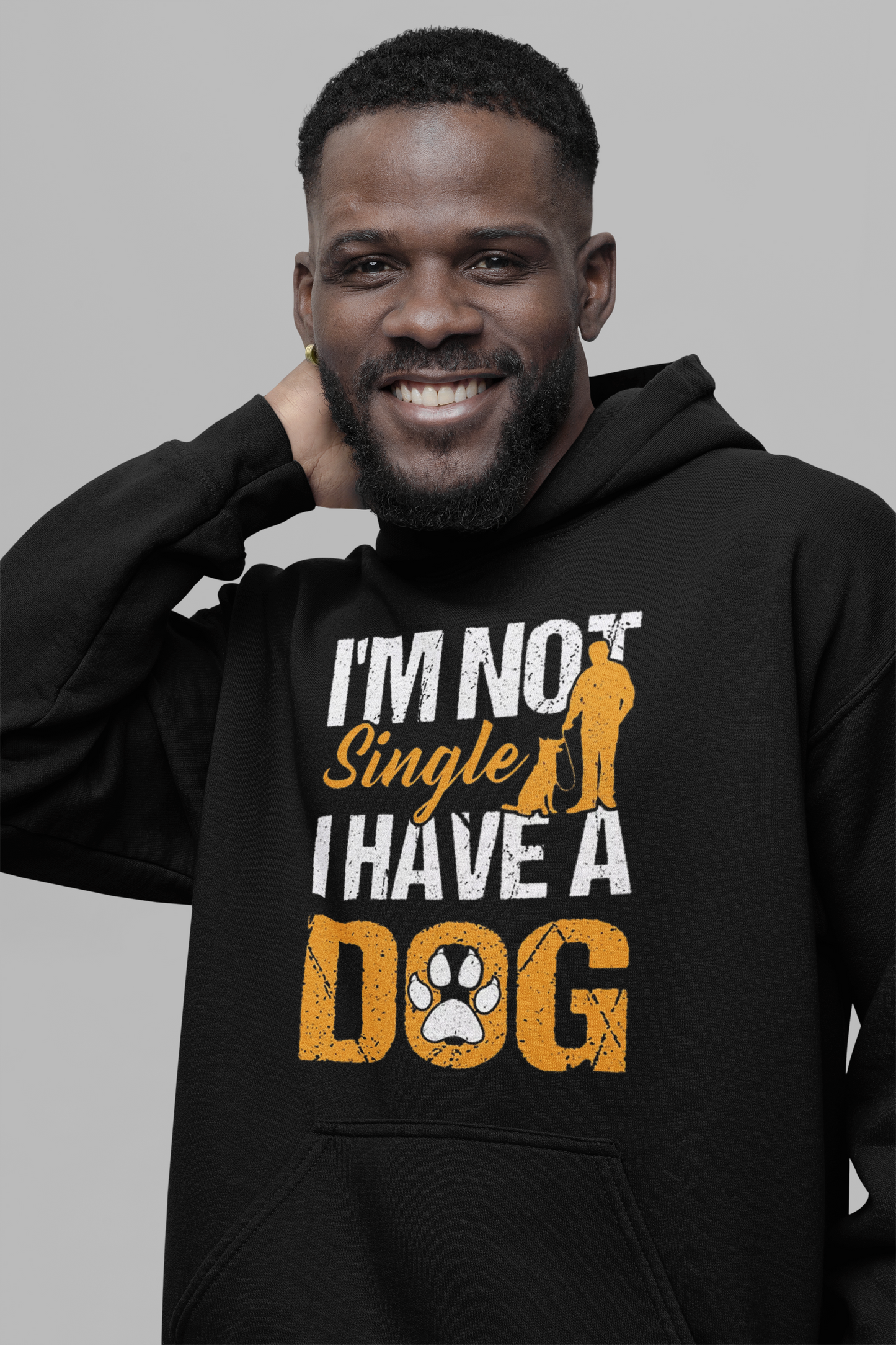 Dog Love : I Am Not Single  Oversized Black Hoodie Unisex