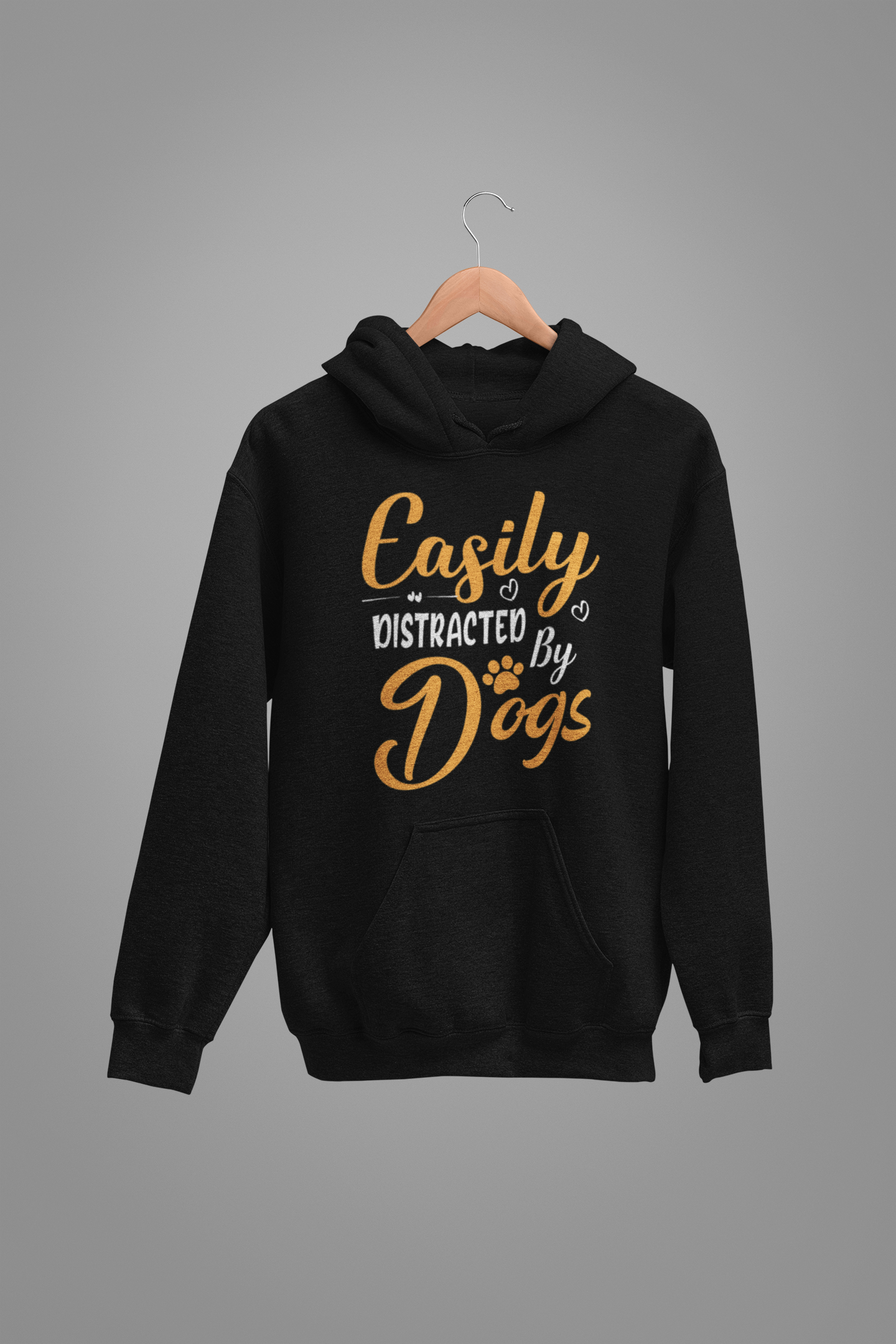 Dog Love :  Easily Distracted By Dogs Oversized Black Hoodie Unisex