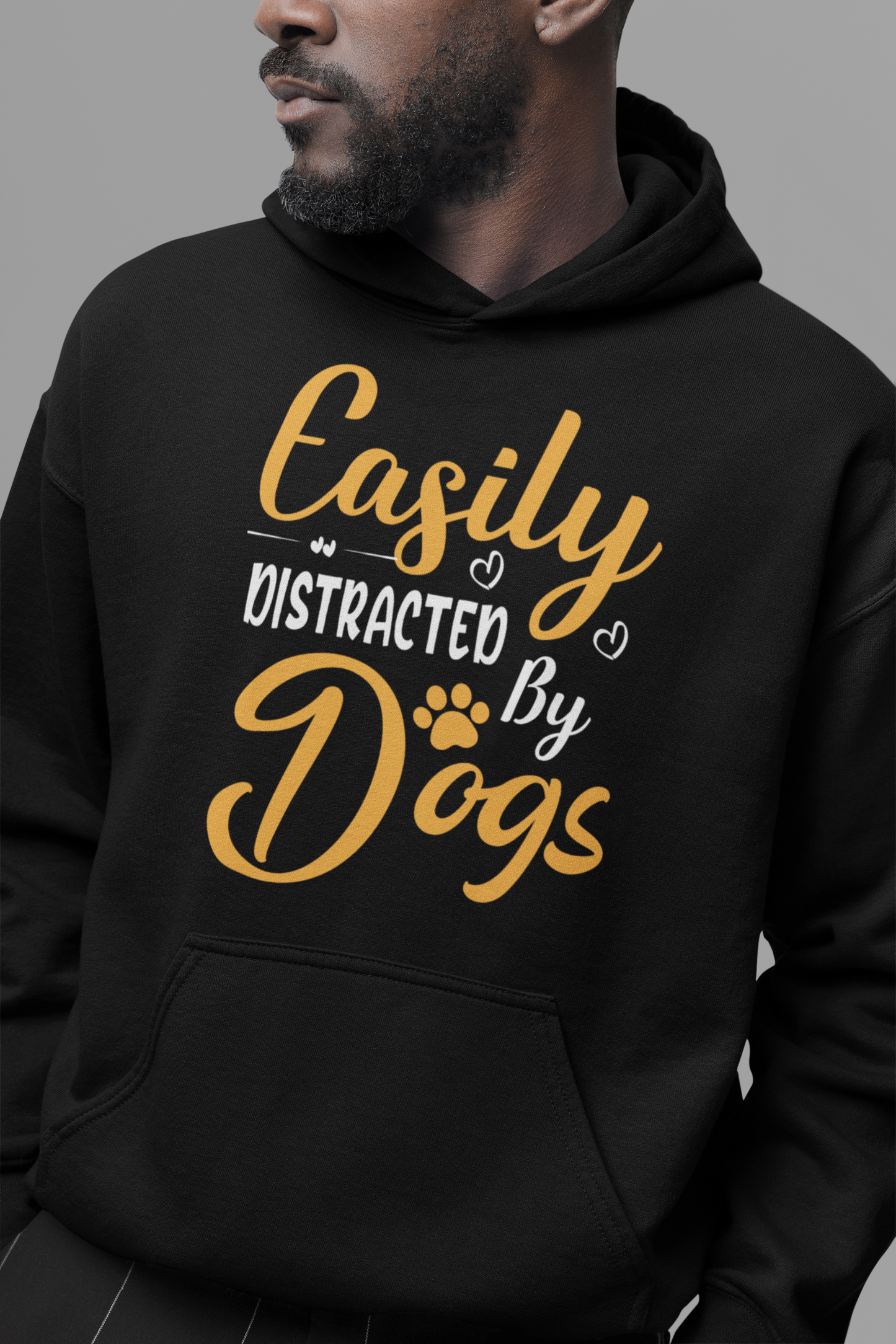 Dog Love :  Easily Distracted By Dogs Oversized Black Hoodie Unisex