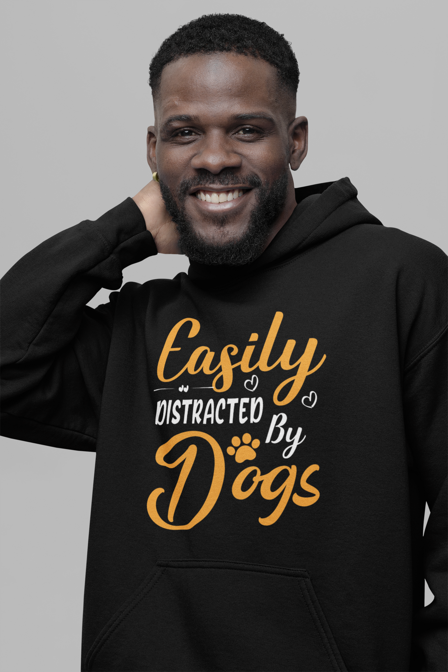 Dog Love :  Easily Distracted By Dogs Oversized Black Hoodie Unisex