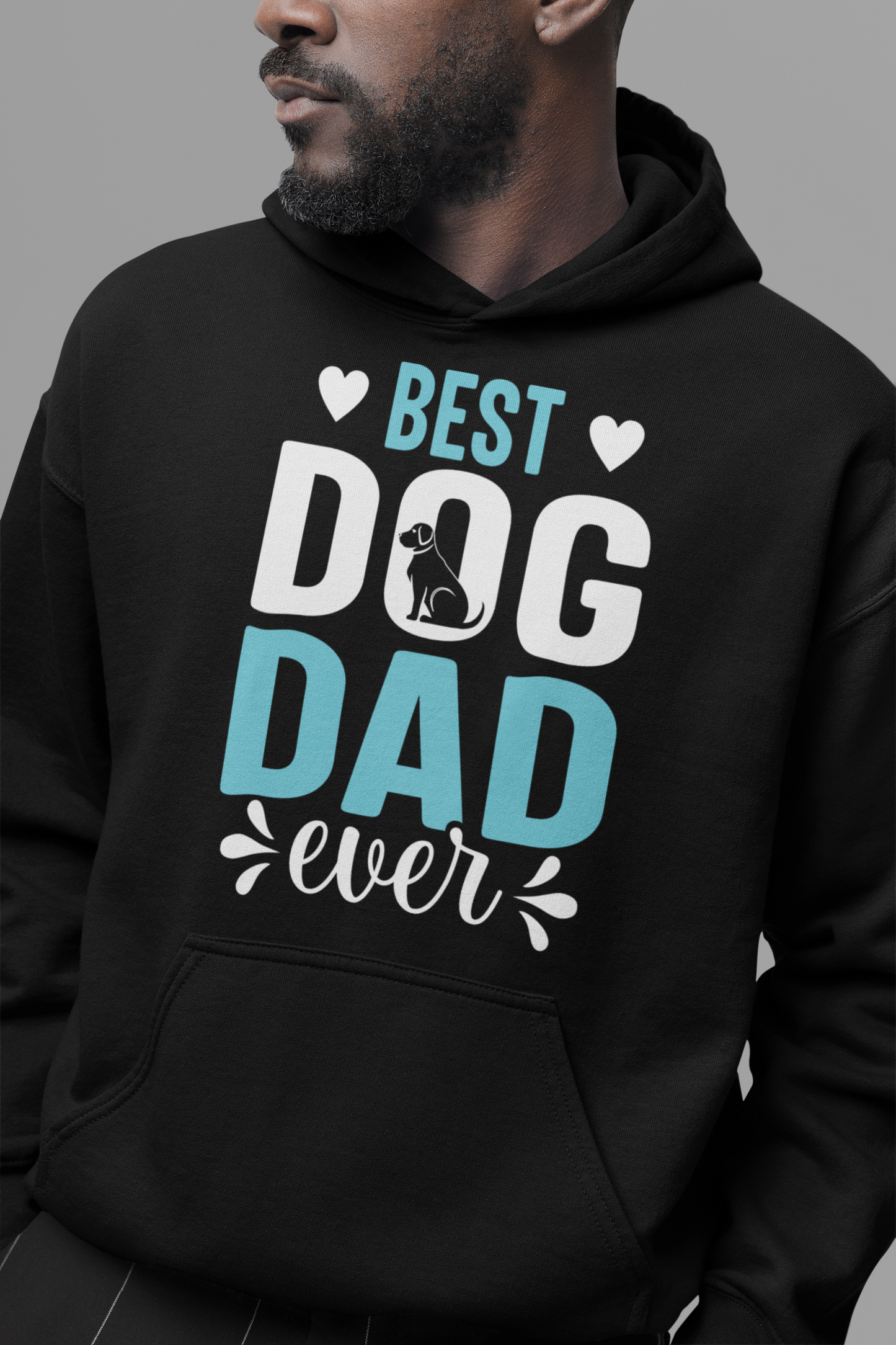 Dog Love : Best Dog Dad Ever  Oversized Black Hoodie Unisex