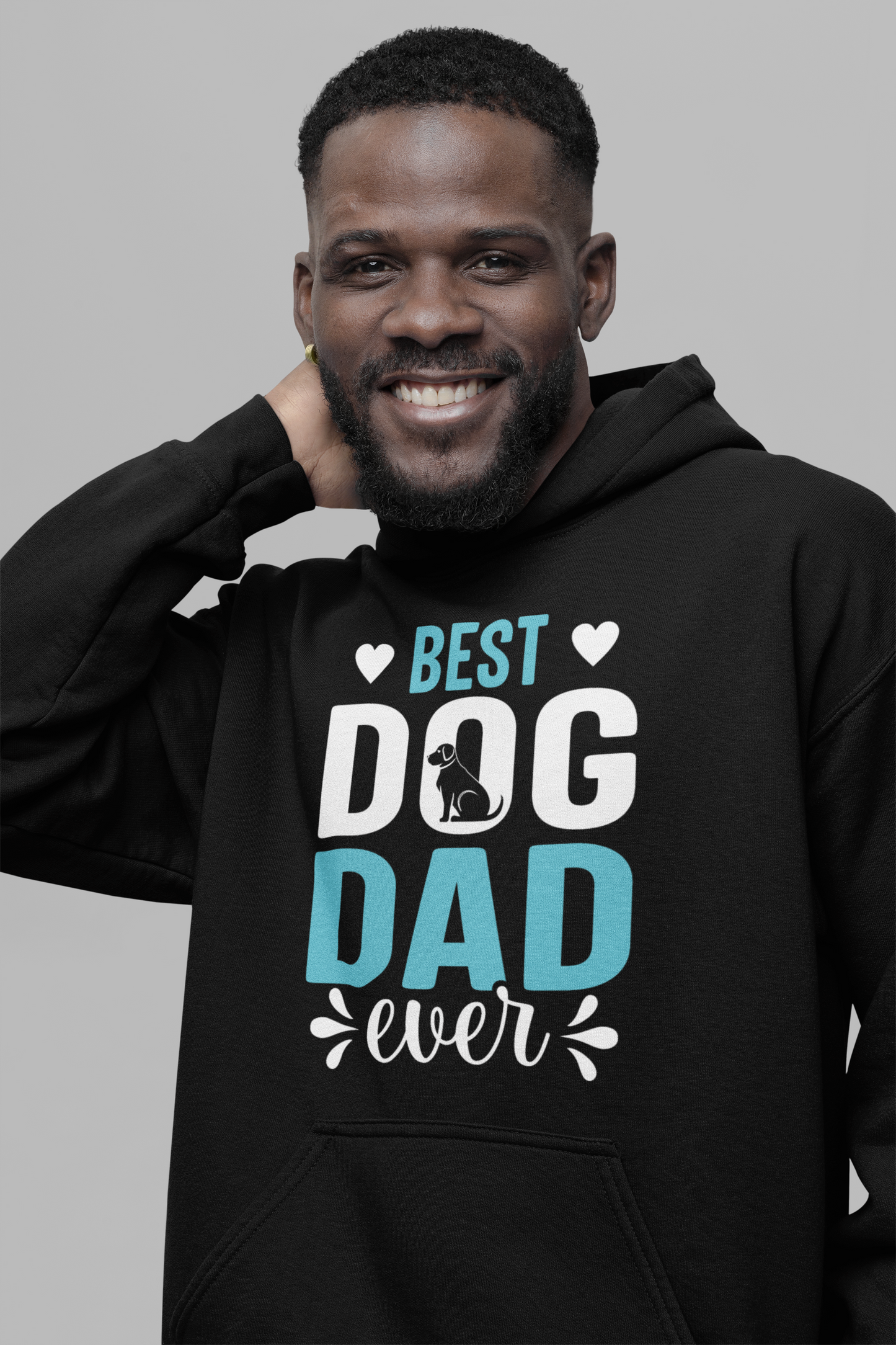 Dog Love : Best Dog Dad Ever  Oversized Black Hoodie Unisex