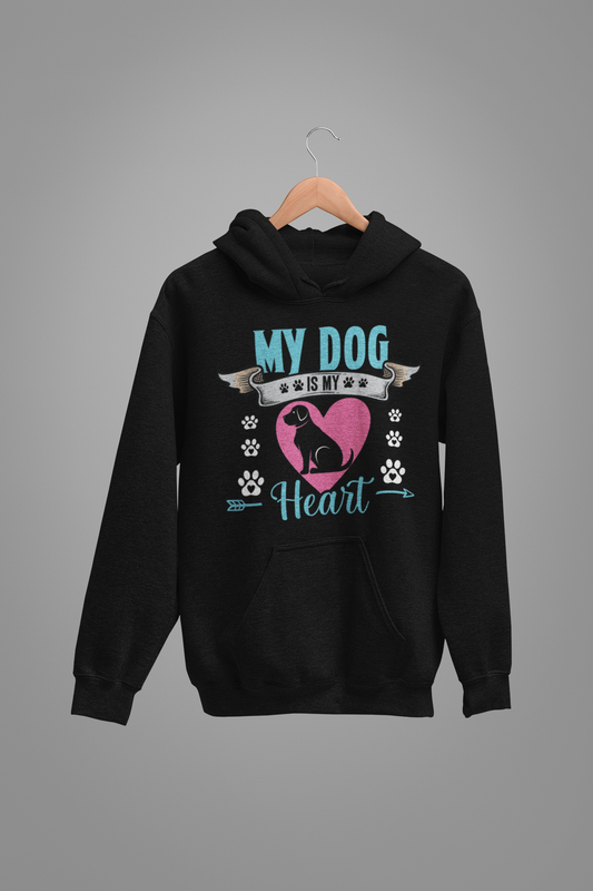 Dog Love :  My Heart Is My Dog Oversized Black hoodie Unisex