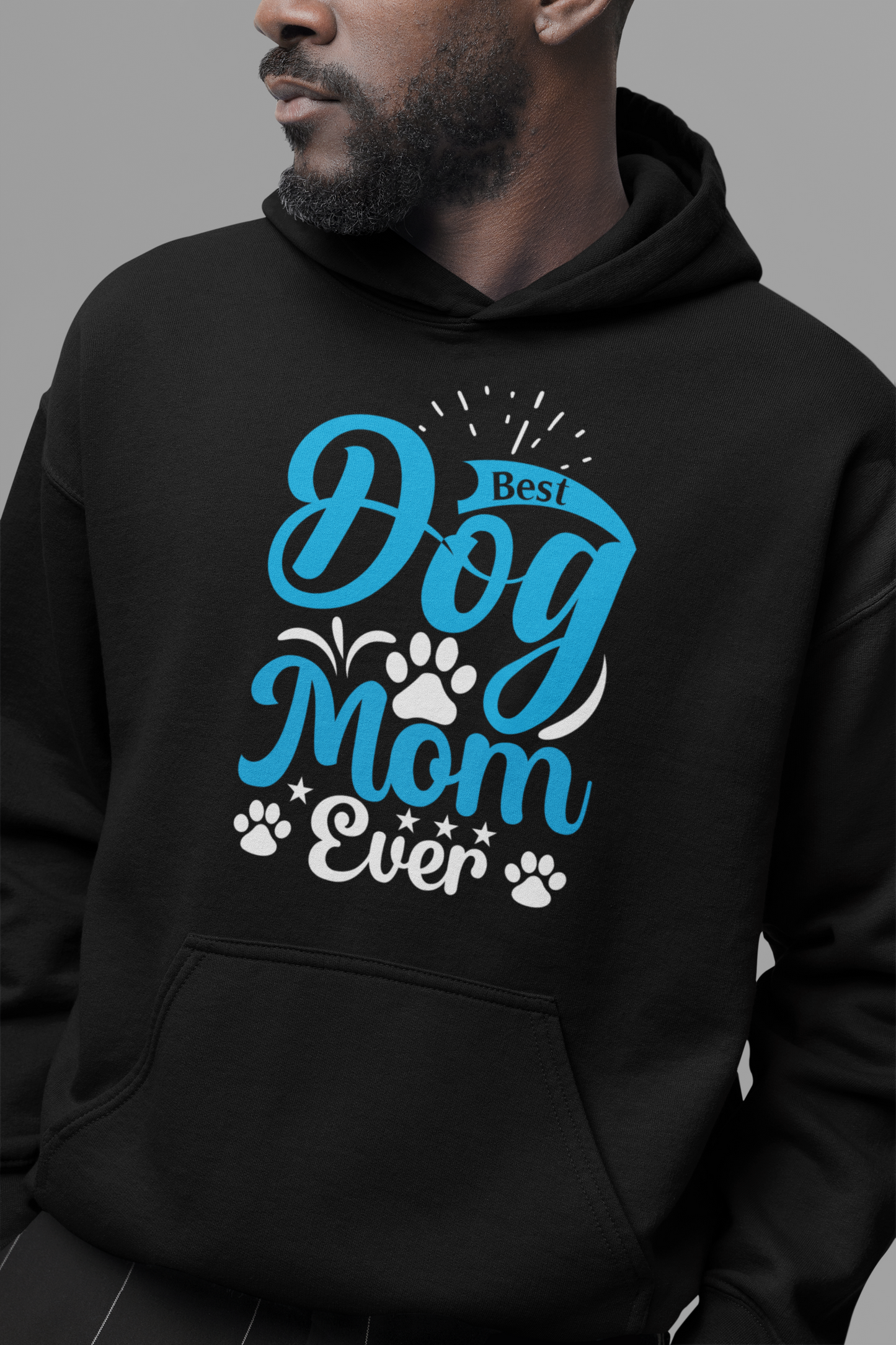 Dog Love : Best Dog Mom Ever Oversized Black hoodie Unisex