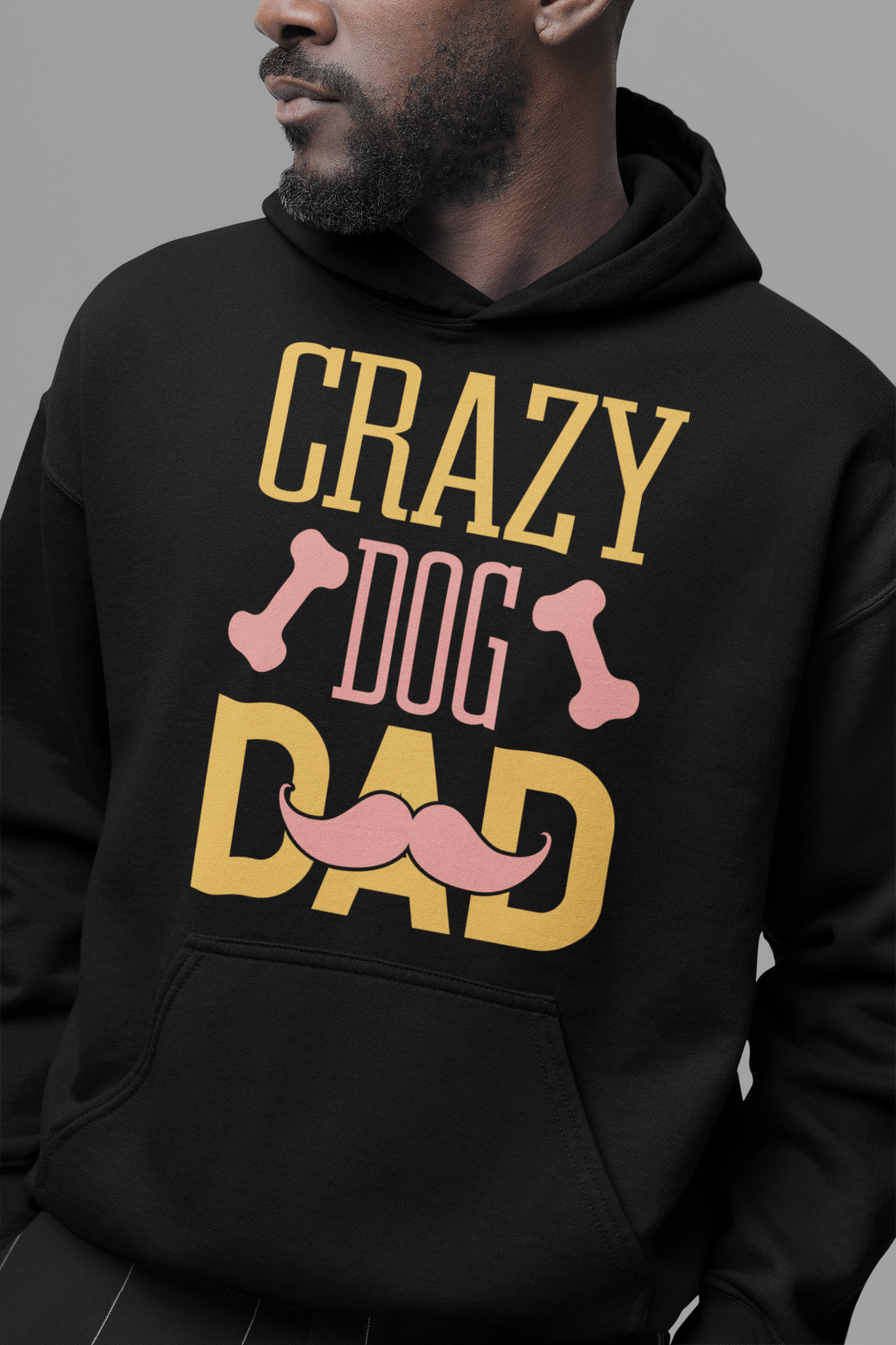 Dog Love : Crazy Dog Dad Oversized Black hoodie Unisex