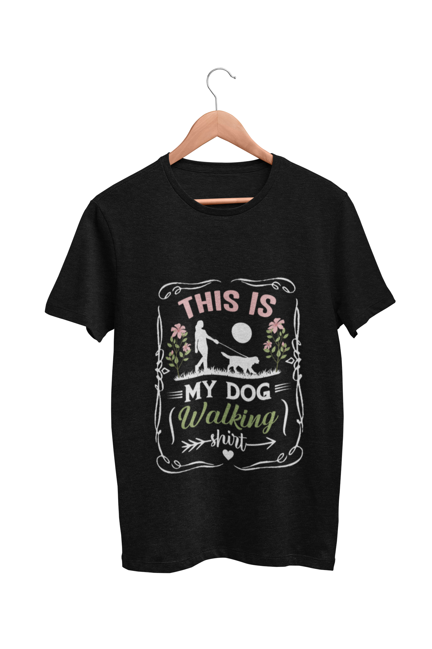 Dog Love : This Is My Dog Walking Tshirt  Black Tshirt