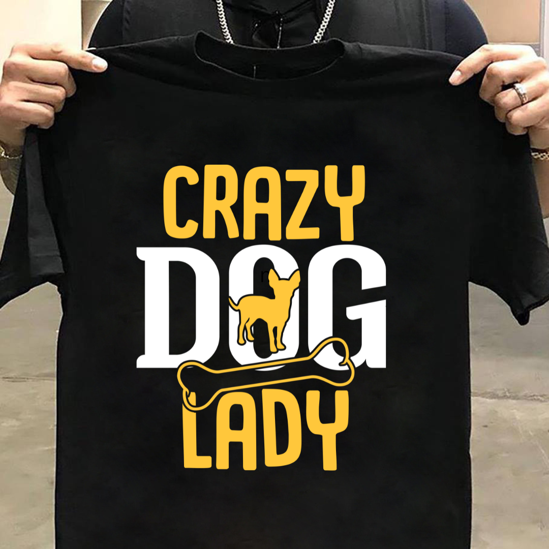 Dog Love :Crazy Dog Lady Black Tshirt