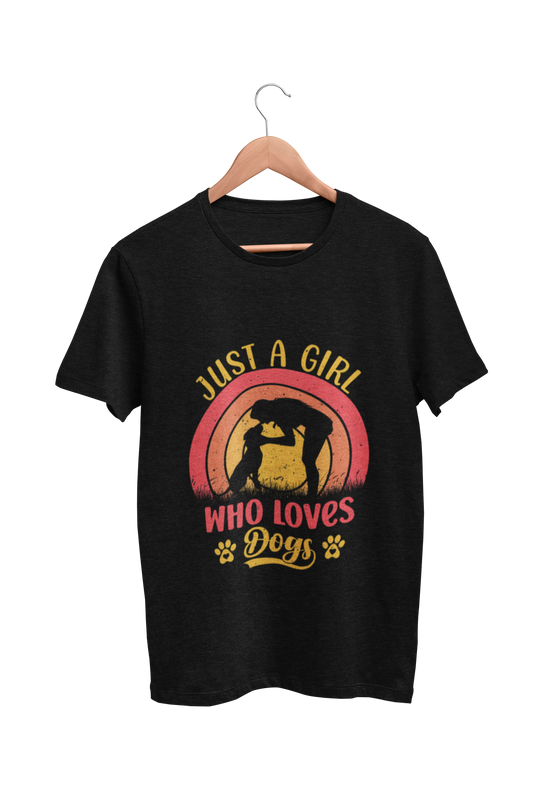 Dog Love : Just a Girl Who Loves Dogs Black Tshirt