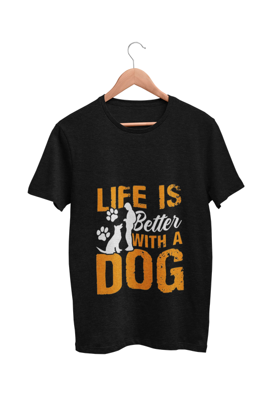 Dog Love : Life Is Better WIth Dog Black Tshirt