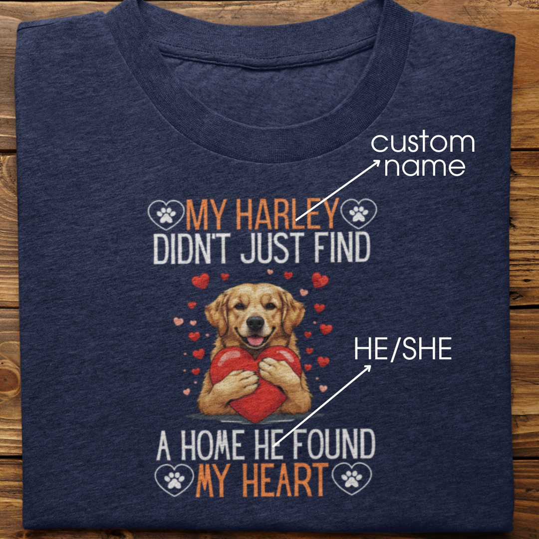 Golden Retriever : He Found My Heart Tshirt Unisex