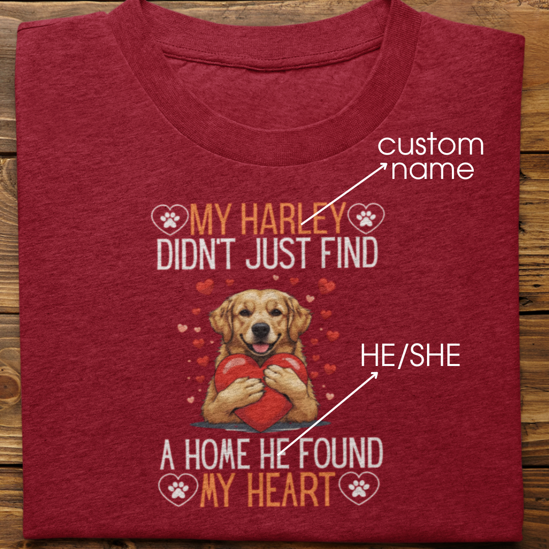 Golden Retriever : He Found My Heart Tshirt Unisex