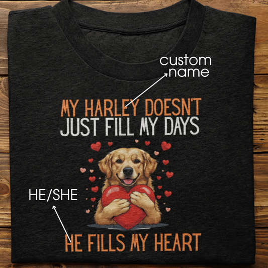 Golden Retriever : He Fills My Heart Tshirt Unisex