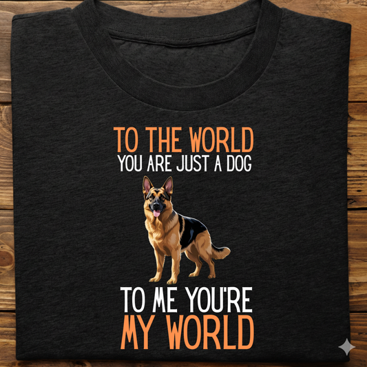 German Shepherd : Just A Dog world Tshirt Unisex