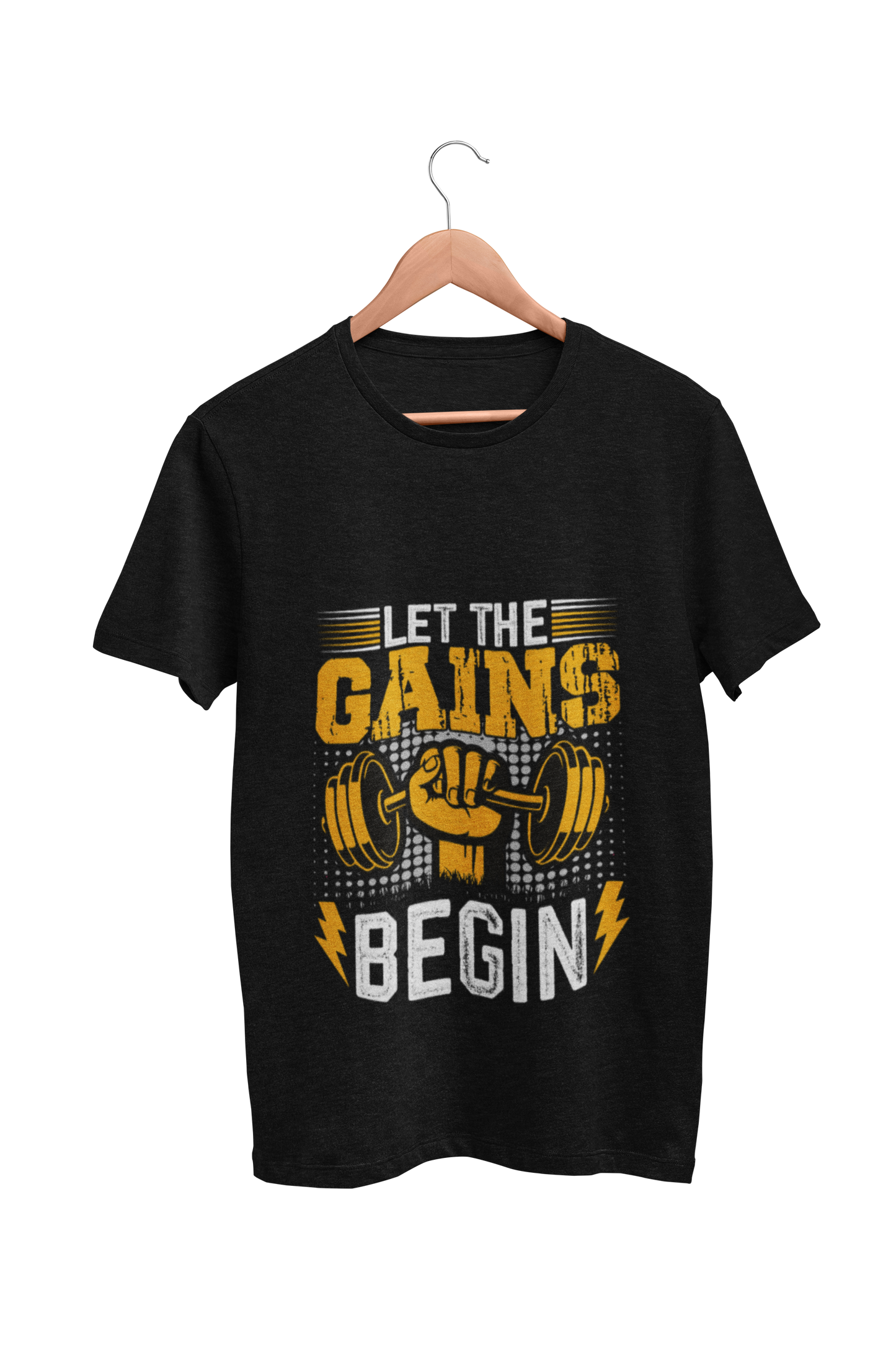 Gym : Let The Gains Begin Black Tshirt