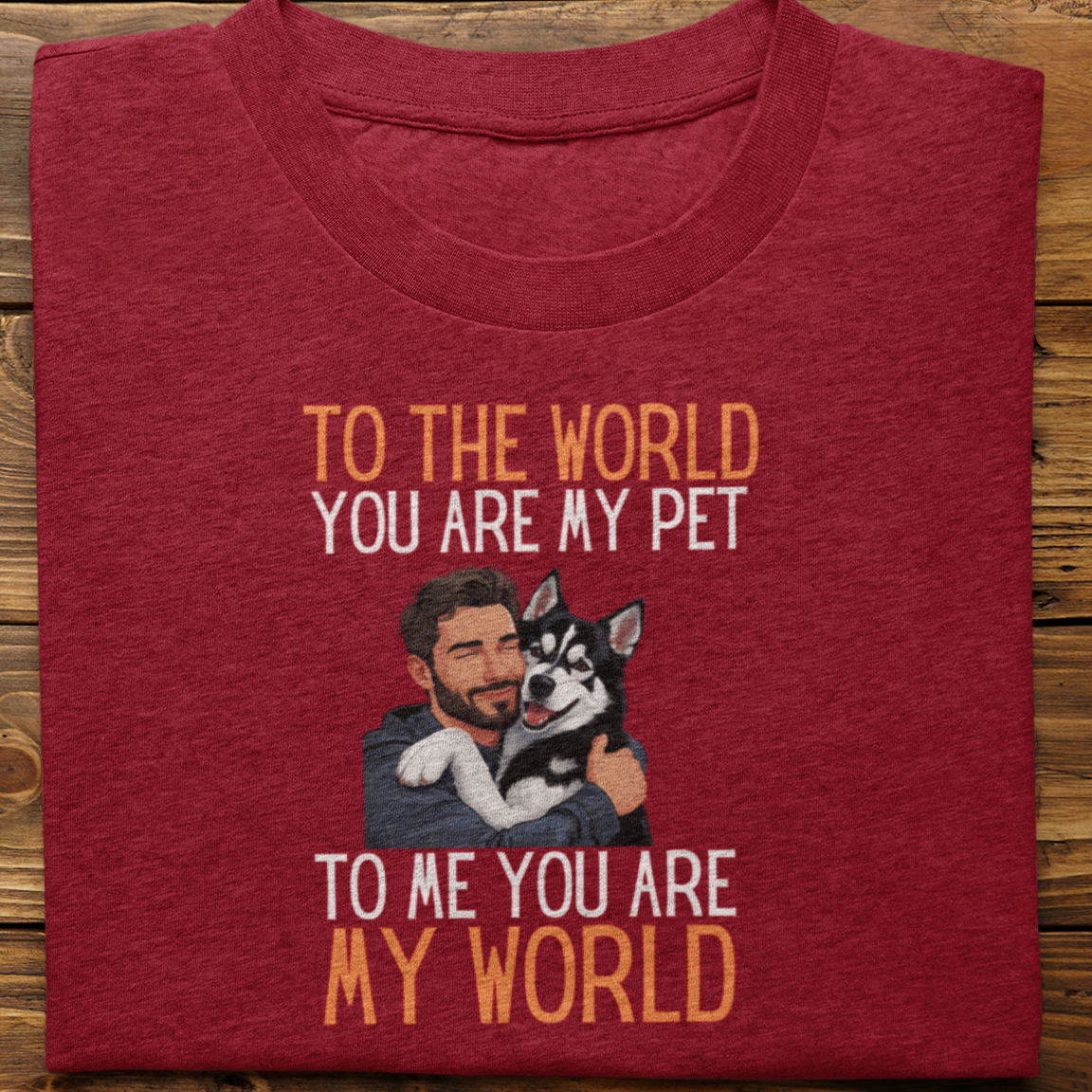 Husky : To the World Hug Tshirt unisex(Black-Male)