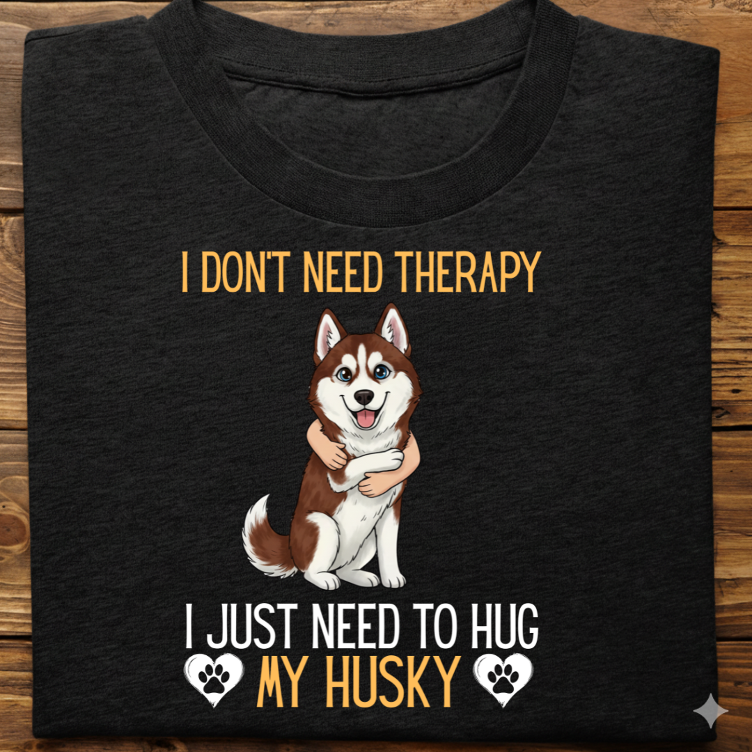 Husky : Therapy Hug Tshirt Unisex(Brown)