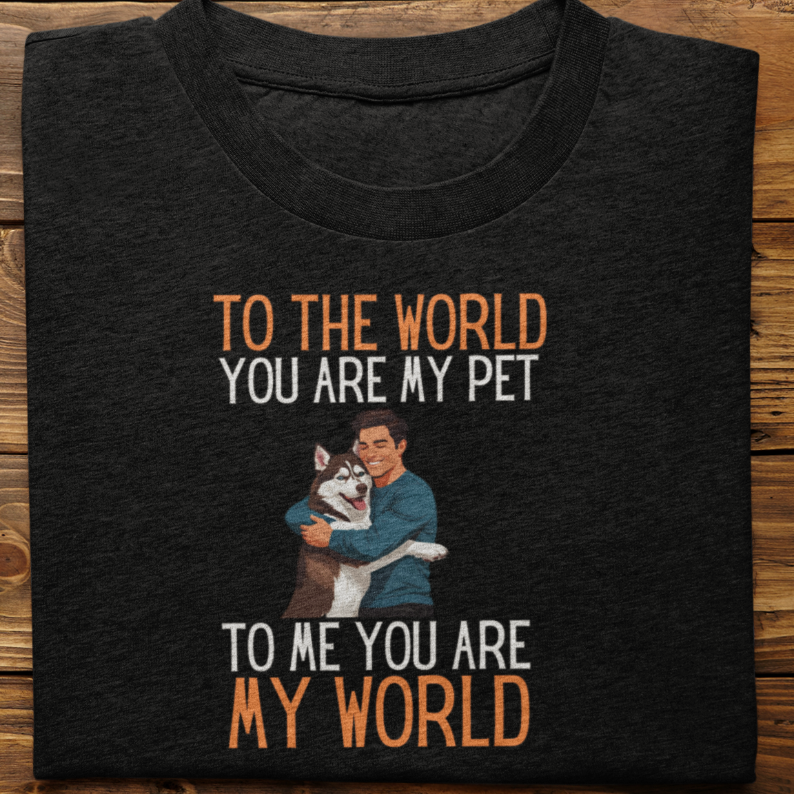 Husky : To the World Hug Tshirt unisex(Brown-Male)
