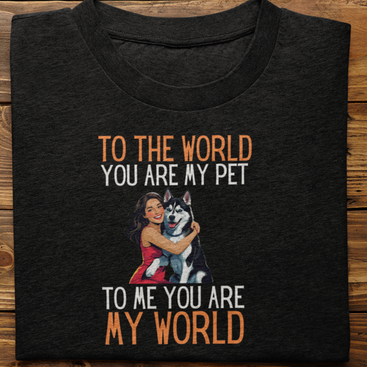 Husky : To the World Hug Tshirt unisex(Black-Female)