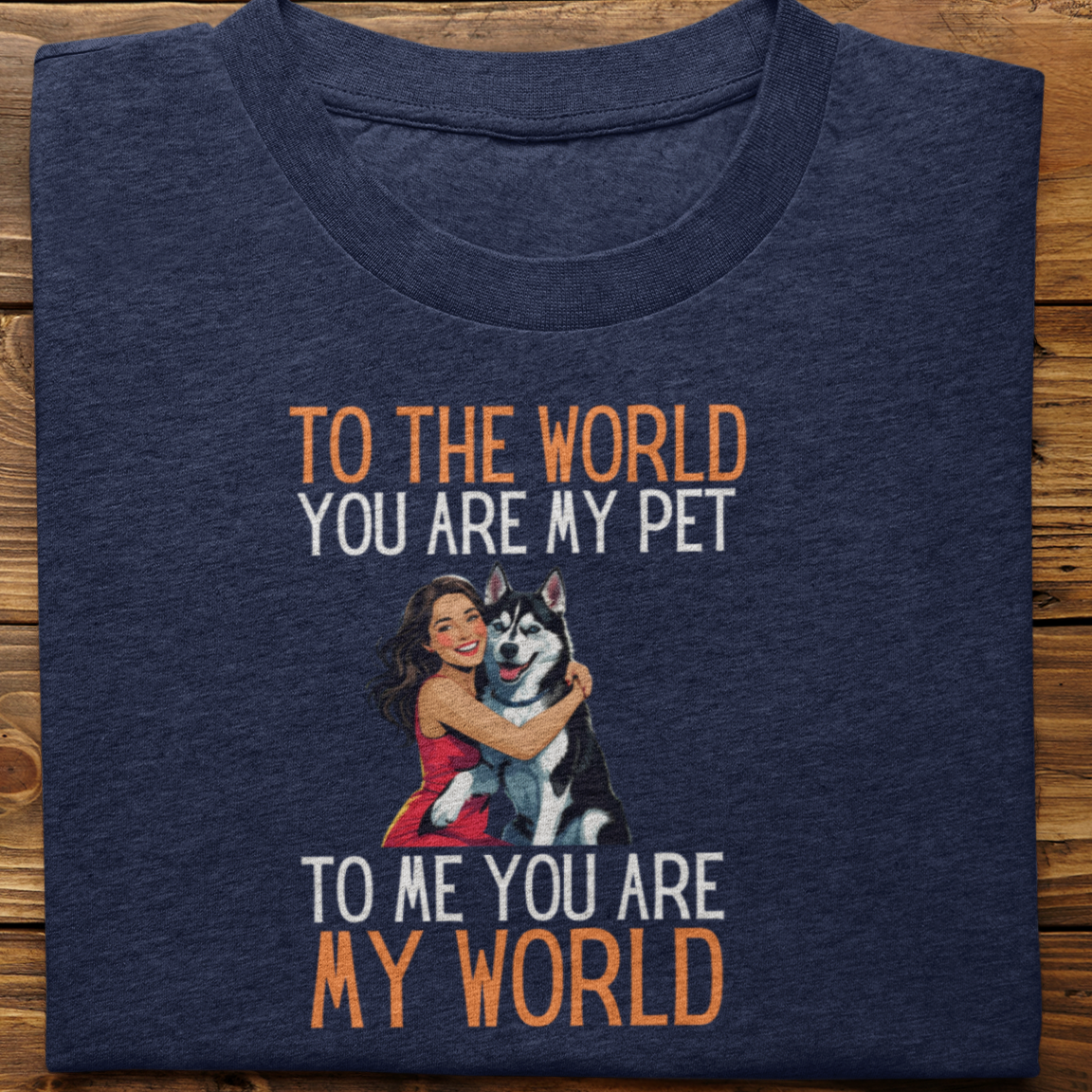 Husky : To the World Hug Tshirt unisex(Black-Female)