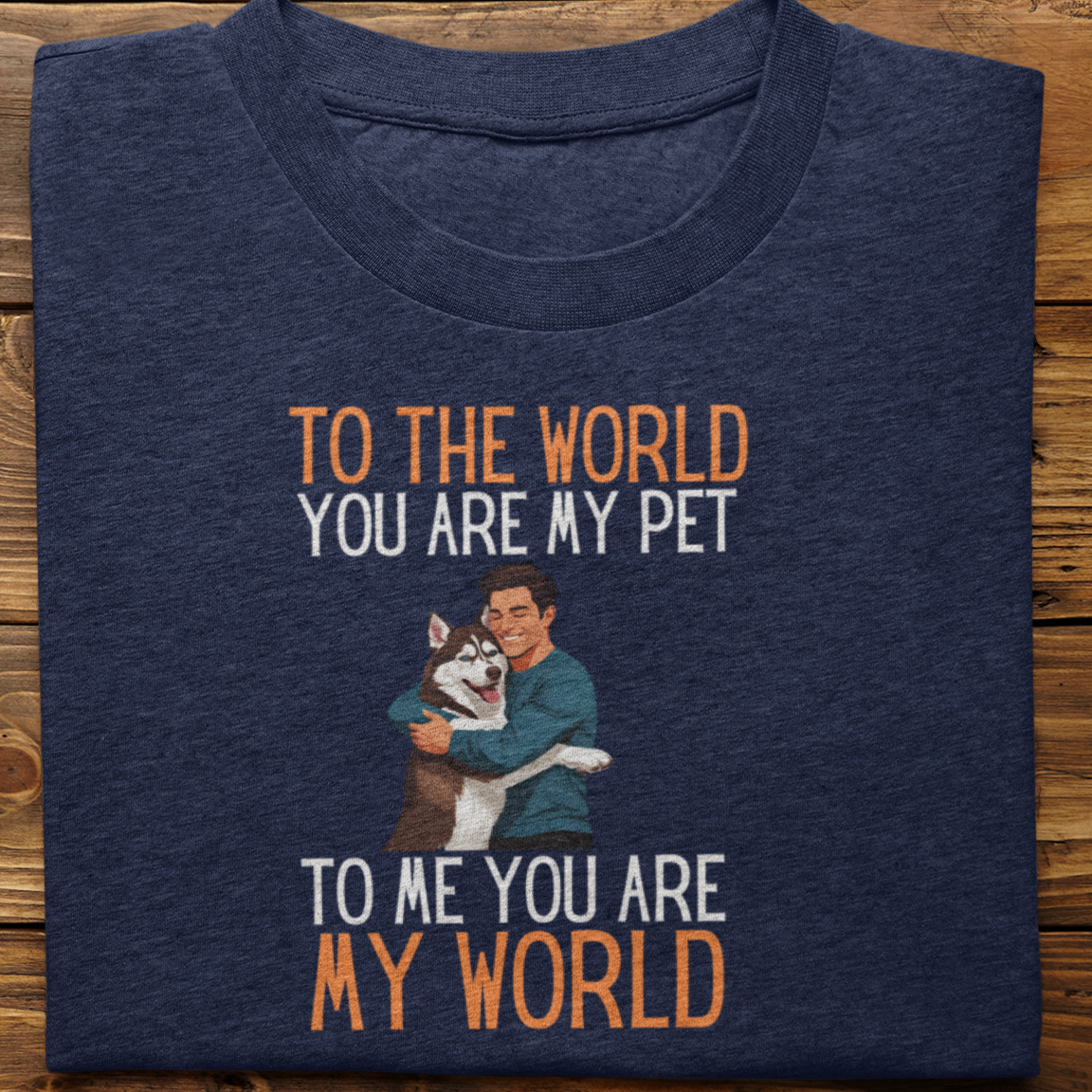 Husky : To the World Hug Tshirt unisex(Brown-Male)