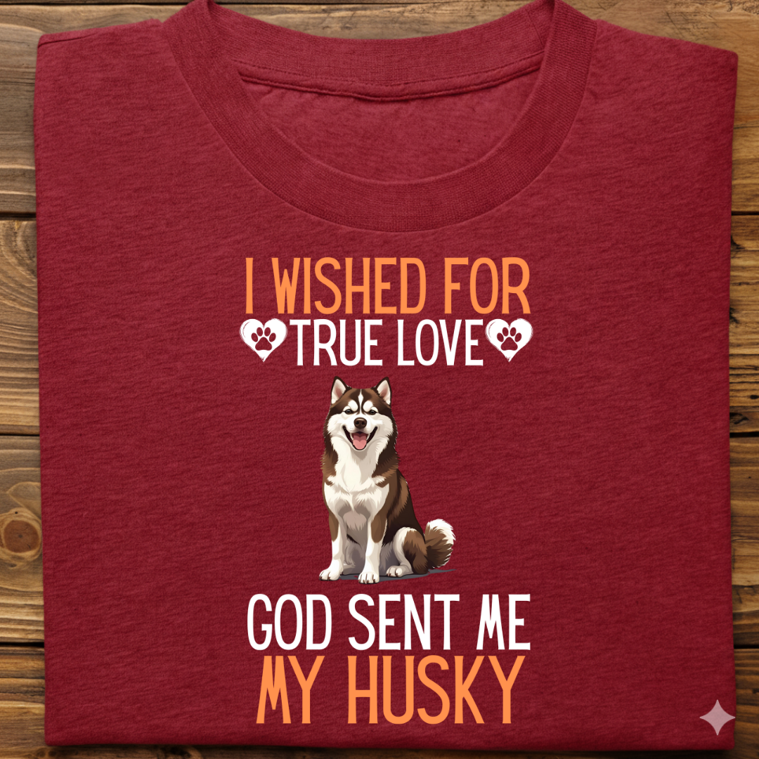 Husky : I Wished True Love Tshirt Unisex(Brown)